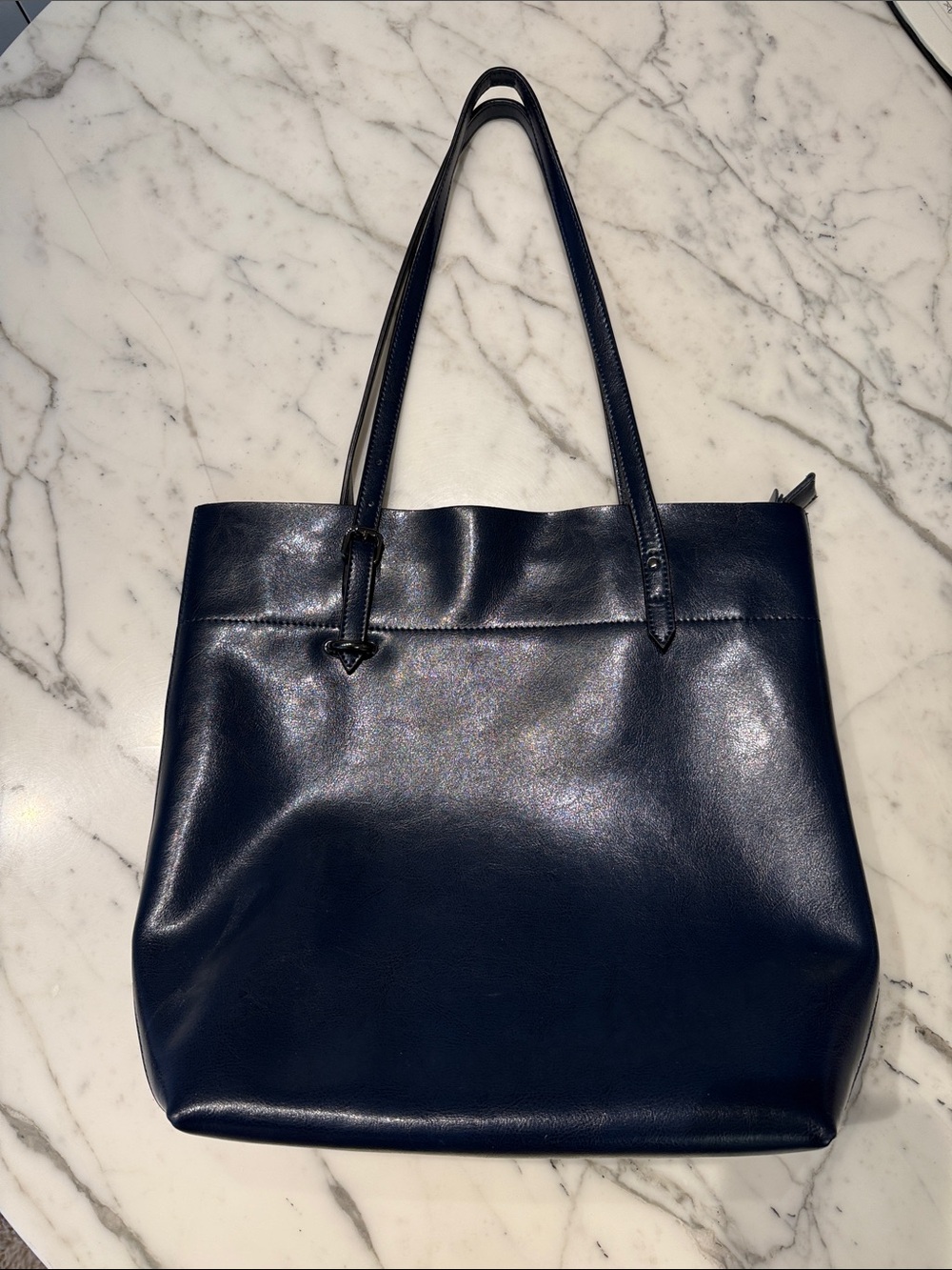 F Zone Navy Leather Tote Bag - New without tags
